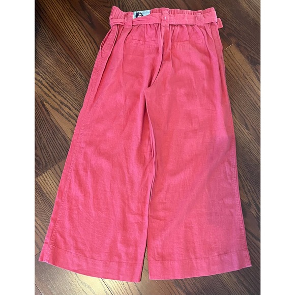 Sound Style Heathered Red Paper bag Wide Leg Capri Pants Tie Waist SZ S NEW - Picture 2 of 8